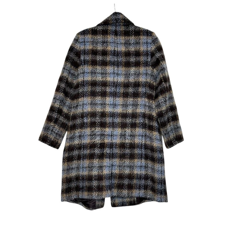 Banana Republic Italian Plaid Blue Brown Wool Blend Topcoat | L - Picture 5 of 10